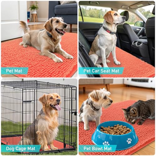 Dog Door Mat for Muddy Paws 47x32 (Coral / 47" X 32")