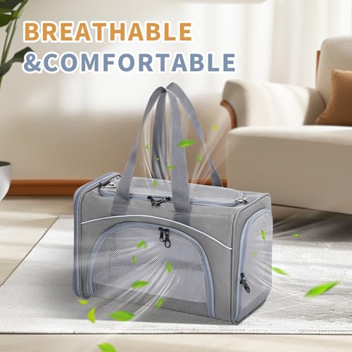 Airline Cat Carrier for Small Cats (Grey / 16.5"L x 8.6"W x 11.0"H)