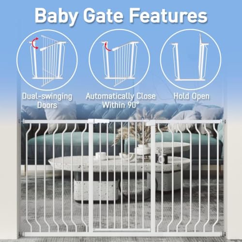 40.55" Extra Tall Baby Dog Pet Gate 57.48 (White / 57.48-74.4"/146-189cm)