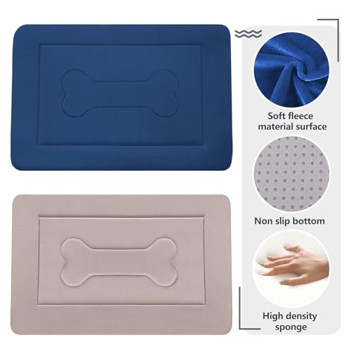 Dog Bed Soft Dog Crate Pad Mat for Medium (36.0"L x 23.0"W x 1.2"Th / Dark Blue)