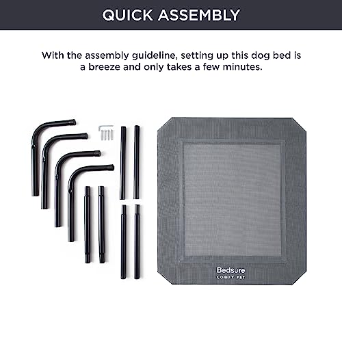 Outdoor Elevated Cooling XL Dog Bed for Extra Large Dog (Grey / 54"L x 35.4"W x 8"Th)