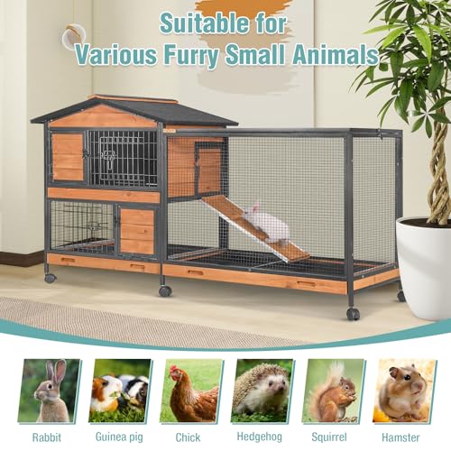 2 Story Rabbit Cage with Chew ((Brown & Black))