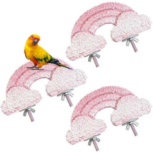 3PCS Bird Beak Grinding Stone Resin Bird Perch Stand Grinding Claw Clouds Birds Cage Perch Parrot Climbing Chewing Toys Parakeet Cage Accessories for Budgies Cockatiels Conures
