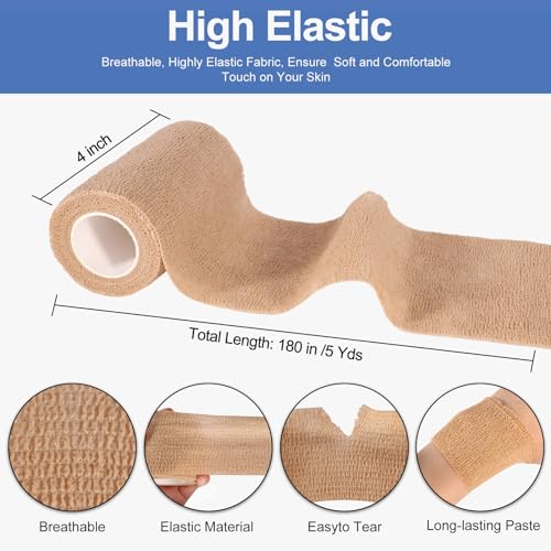 24 Pack 4 Inch Self Adhesive Bandage Wrap (Brown / 4 Inch)