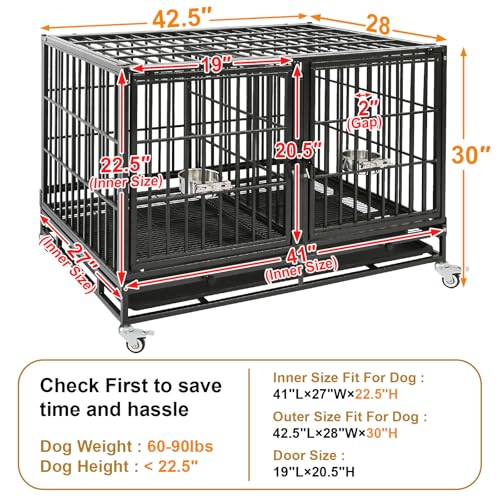 43" Double Dog Crate (43.0"L x 28.0"W x 29.0"H)