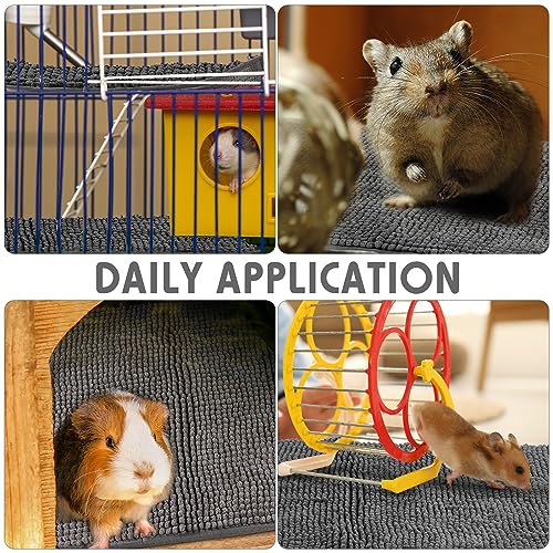 4 Pcs Guinea Pig Cage Liner (Dark Gray / 12 x 12 Inch / Low Pile Chenille)