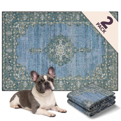 Lovewag Reusable Washable Dog Pee Pads (Blue Hazel / 36x48 inches (Pack of 2))