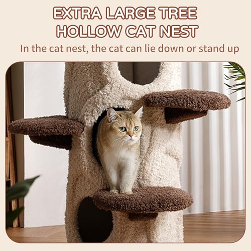54.7" Luxury Solid Wood Cat Tree for Small to Medium Cats (55'')