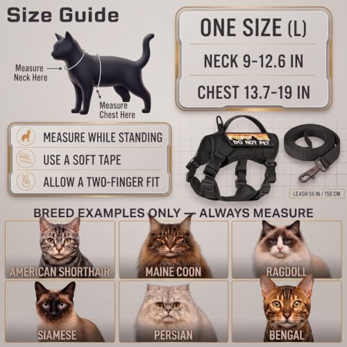 Tactical Cat Harness and Leash Set for Walking (L / black)