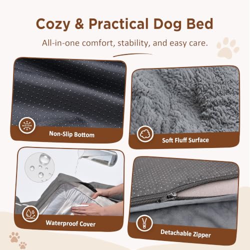 Waterproof Orthopedic Dog Bed for Medium Size Dog (30.0"L x 20.0"W x 7.0"Th / Grey)