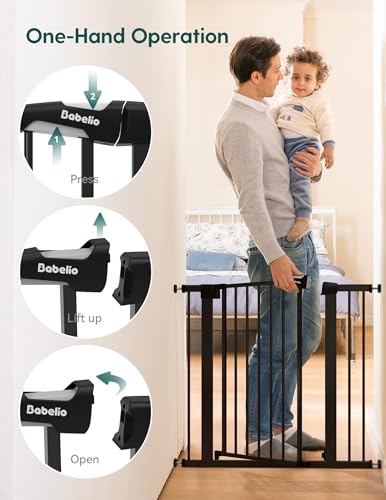 36 in Extra Tall Baby Gate for Stairs No Drilling (Black / 36"Tall 26"-40" Wide)
