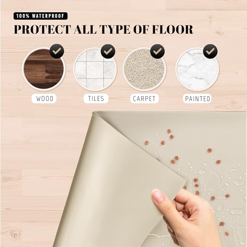 32x24 Waterproof Silicone Dog Food Mat (Sand Beige / 32" x 24")