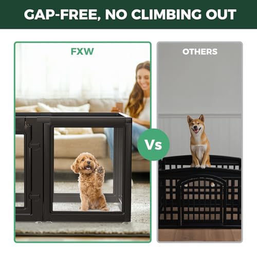 AuraSpace Acrylic Dog Playpen System with Lick Mat (Black / 24"H)