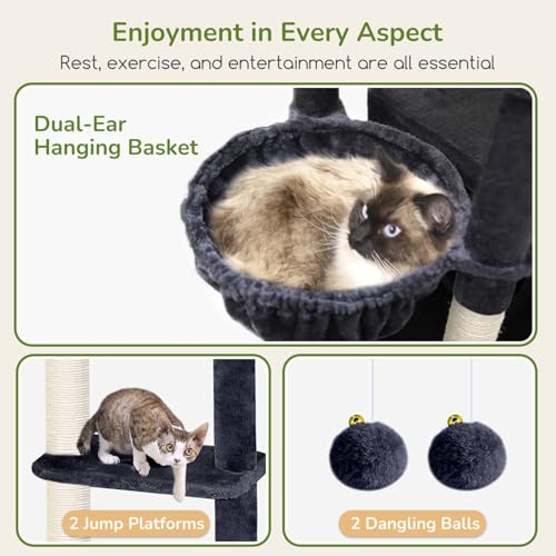 Large Cat Tree for Large Adult Cats (Dark Grey)