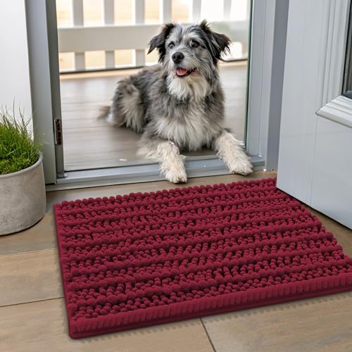 Dog Door Mat for Muddy Paws 24x16 (Layered-burgundy / 24"X16")