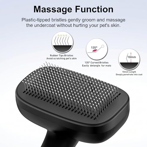 Self Cleaning Slicker Brush for Dog and Cat Shedding (Black)