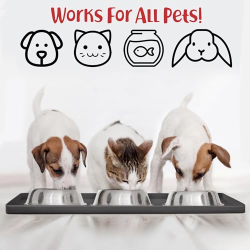 Dog Food Mat Waterproof Dog Bowl Mat for Food and Water (Medium: 21" x 14" / Shadow)