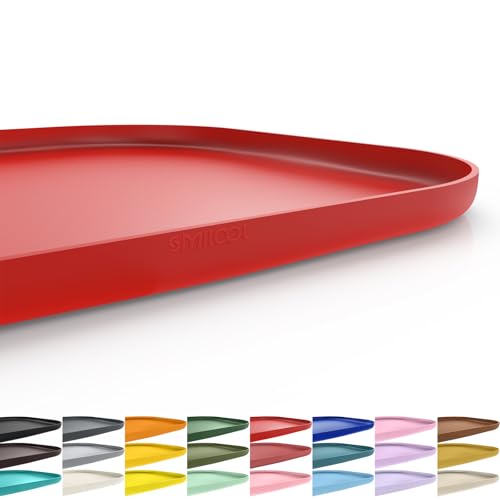 Waterproof Silicone Pet Food Mat with Raised Edge for Dog & Cat (Red / 24"L x 16"W)