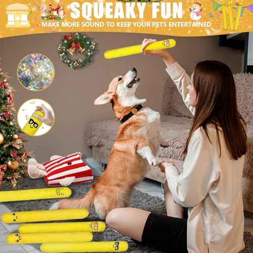 Dog Squeak Toys 5 Pack Christmas French Fry Plush Chew Small Dogs (Red French Fry)