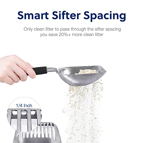 Cat Litter Scoop (Large / FLAT Aluminum \ #06 Black Handle)