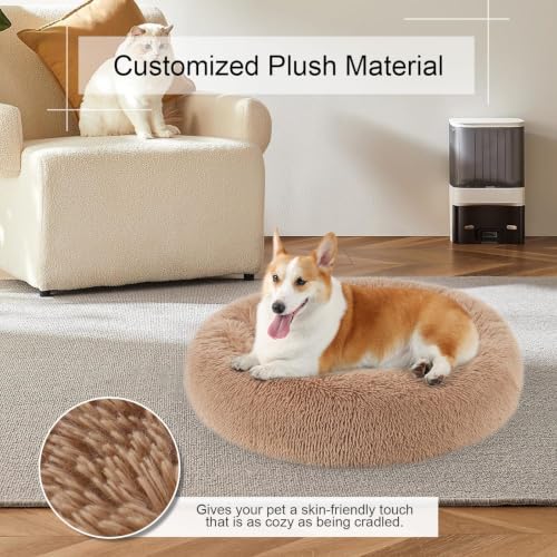 Dog Bed Cat Calming Bed (Camel / 44.0"L x 44.0"W x 7.0"Th)
