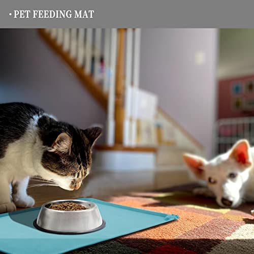 Silicone Pet Feeding Mat (Turquoise / 22" x 14")