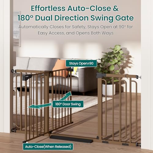 30.4 56.8" Extra Wide Baby Gate (Brown / 30.4"-56.8" W x 30.5" H)