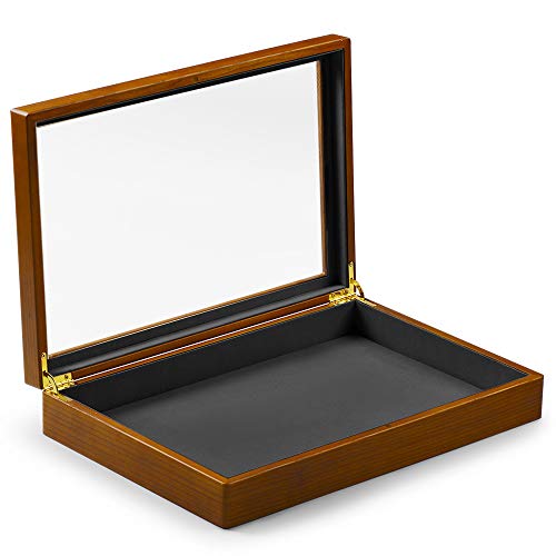 Solid Wooden Jewelry Box Large Vintage Organizer Display Tray (Grey Flat Box)