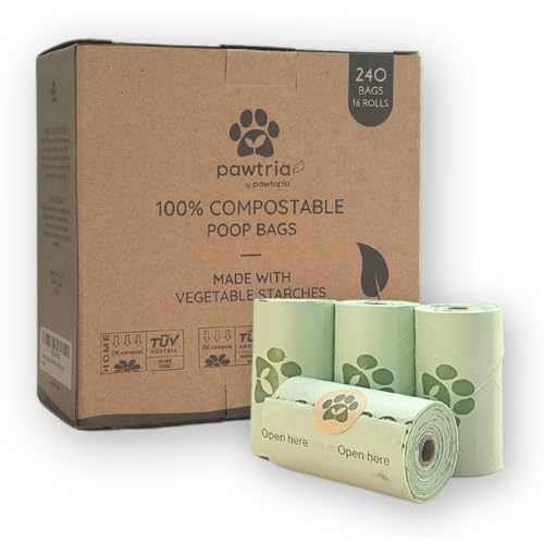 Pawtria Home Compostable Dog Poop Bag Rolls (240 Count (Pack of 1) / Rolls only)