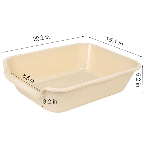 Extra Large Low Entry ABS Cat Litter Box (Small (Pack of 1) / Beach sand)