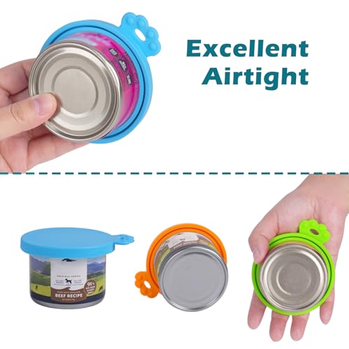 5 Packs Pet Food Can Covers Lids (Yellow + Orange + Blue + Green + Pink)
