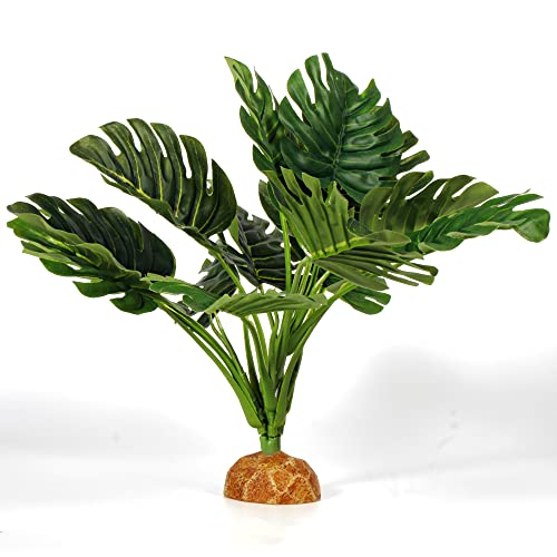 Fake Monstera Plants Reptile Terrarium Decor Gecko Tank Accessories (A-fake Monstera Plant)