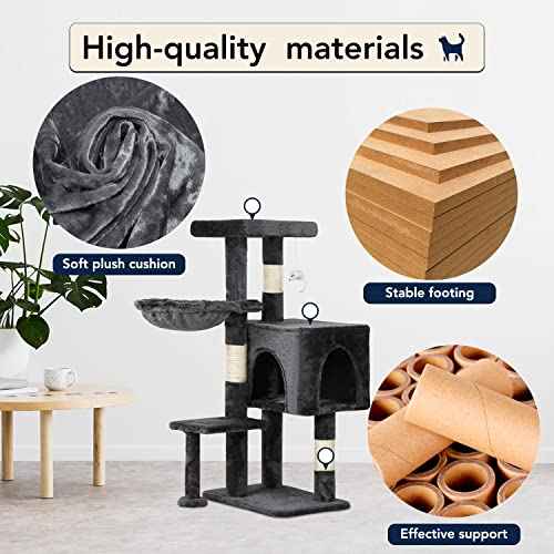 37" Cat Tree Tower (37in / Light Gray)
