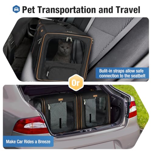 Large Cat Carrier for 2 Cats (Black)