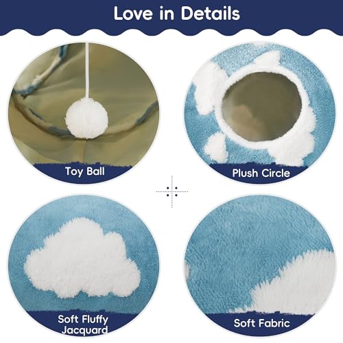Cat Tunnel, 3-Way Collapsible Toy for Indoor Cats, Blue Cloud (Blue Cloud / Small)