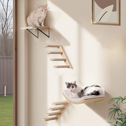 Cat Floating Wall Shelf with Scratching Mat