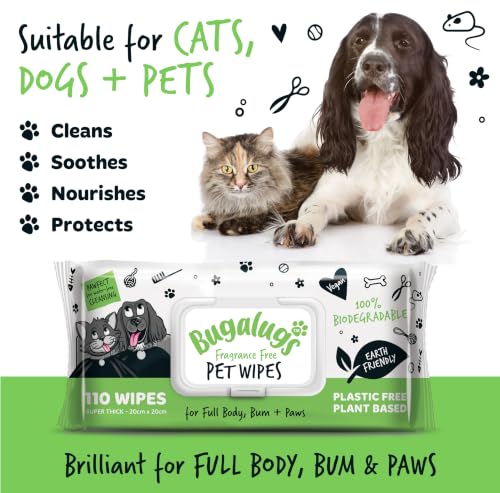 Dog Wipes 100% Plastic Free Biodegradable pet Wipes for Full Body