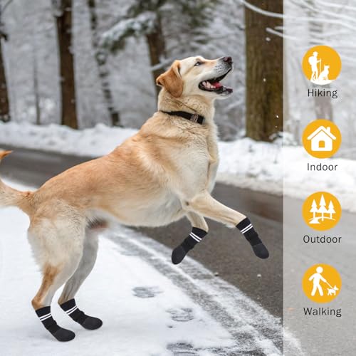 Anti Slip Dog Boots & Paw Protectors for Hardwood Floor (Black / Large(Paw width 2.16in/5.5cm))
