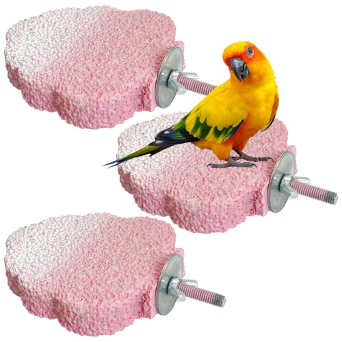 3PCS Bird Beak Grinding Stone Resin Bird Perch Stand Grinding Claw Birds Cage Perch Parrot Climbing Chewing Toys Parakeet Cage Accessories for Budgies Cockatiels Conures