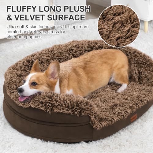 3.7 inch Thickened Orthopedic Dog Beds for Medium Dogs (Brown / 36"Lx27.5"Wx7.1"H)