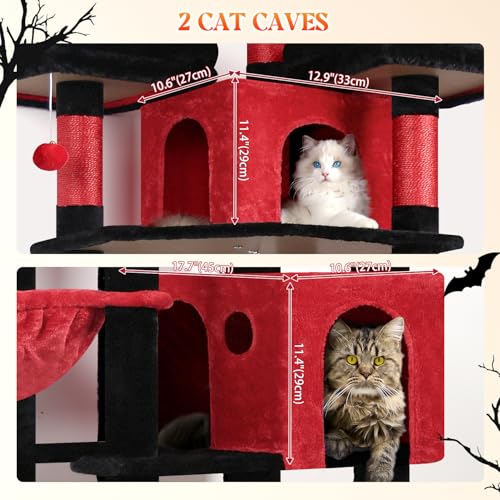 Gothic Cat Tree Tower for Multiple Adult Cats (82 inch / Blood-Goth)