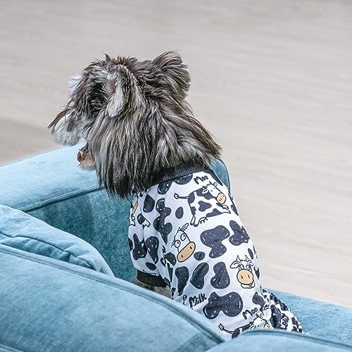 Dog Halloween Pajamas Puppy Onesies Small Dogs Soft Pjs Coat Cat Apparel Comfy Pet Christmas Clothes Outfit Doggie Bodysuit (X-Small / A06-Cow moo)