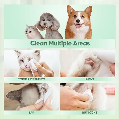 Natural Pet Grooming Wipes (2 Packs with Lid-200 counts)