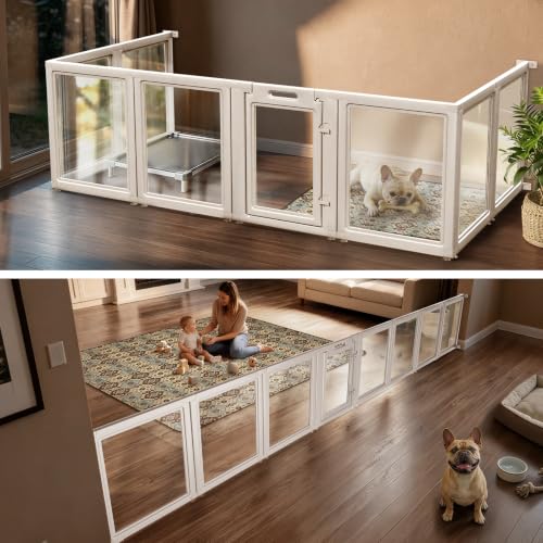 AuraSpace Acrylic Dog Playpen with Fence (White / 30"H)