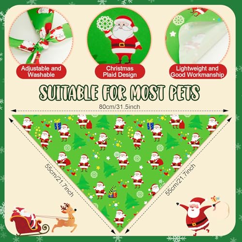 50 Pcs Christmas Bandanas for Dogs Xmas Bandanas Bulk with Santa Snowflake Candy Cane Soft Bibs Adjustable Triangle Doggie Scarf for Small Medium Large Pet (Christmas / 31.5 x 21.7 x21.7 Inch)