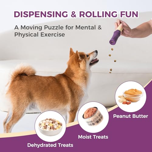 Dog Chew Toys Tough Dog Toy for Aggressive Chewers Indestructible (purple dispensing toy)