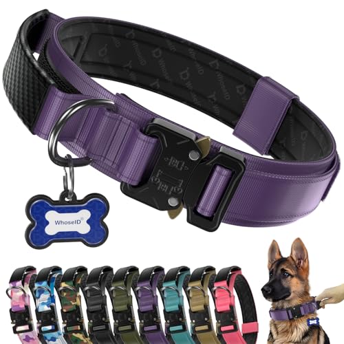 Premium Tactical Dog Collar (Purple / XL: Fits Neck 20.5"-24.5")