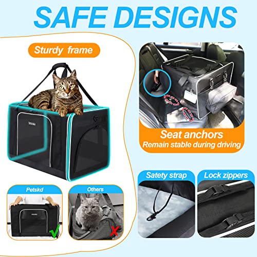 Extra Large Cat Carrier with Litter Box for Car Travel (Black(A carrier with litter box))