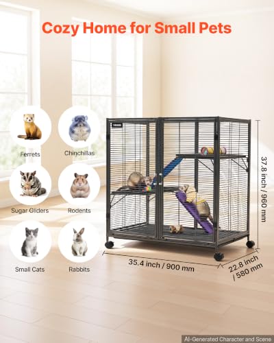 Metal Small Animal Cage 37.8" H 3 (35.4"L x 22.8"W x 37.8"H)