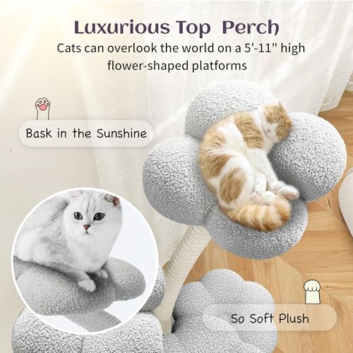 71" Flower Cat Tree (Gray-5 Tiers)